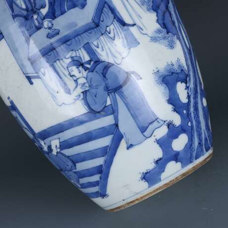 Qing Dynasty Kangxi blue and white porcelain character story small jar - Foto 3