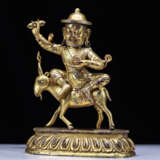 16th century Tibetan Buddhist copper gilt riding a sheep Buddha statue - Foto 5