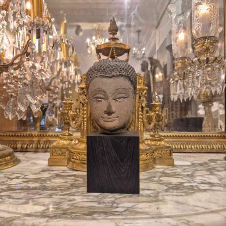 Shakyamuni Buddha head in sandstone Thailand Ayutthaya 17th century Steinzeug 17th century - Foto 13