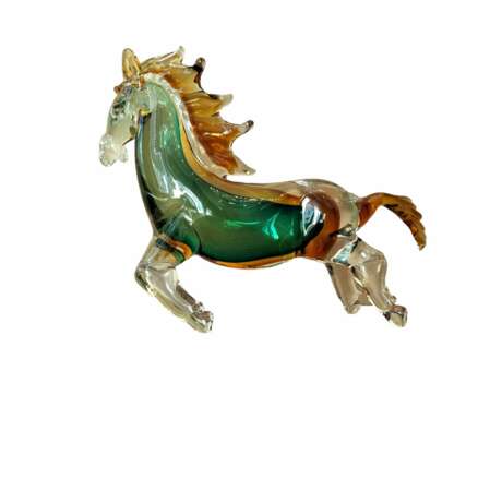 20th Century Green and Orange Horse Sculpture in Blown Murano Glass from Venice Murano glass - фото 2