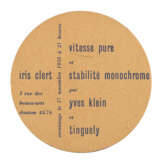 Yves Klein. Vitesse pure et stabilité monochrome par Yves Klein et Tinguely (Einladung zur Ausstellung in der Galerie Iris Clert, Paris, November 1958) - photo 3