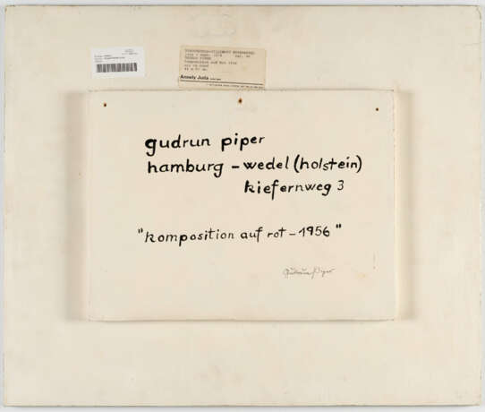 Gudrun Piper. „Komposition auf Rot – 1956“ - Foto 3 Gudrun Piper. „Komposition auf Rot – 1956“ - Foto 3