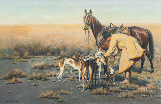 Hugo Ungewitter. Kosakenreiter mit seinen Hunden - photo 1 Hugo Ungewitter. Kosakenreiter mit seinen Hunden - photo 1