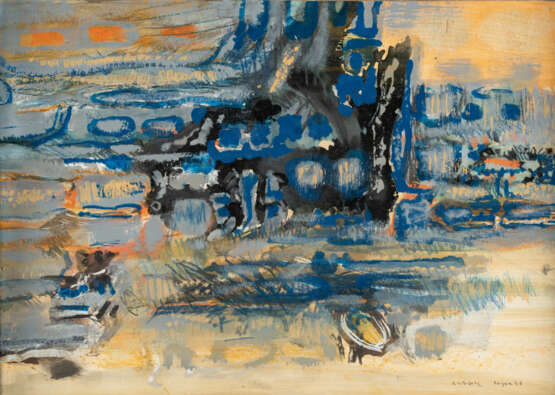 Conrad Westpfahl. Ohne Titel (Komposition königsblau, schwarz und ocker) - photo 1 Conrad Westpfahl. Ohne Titel (Komposition königsblau, schwarz und ocker) - photo 1