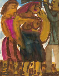 Hap Grieshaber. Figürliche Szene mit Bläser