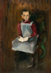 Paula Modersohn-Becker. Recto: Seated child with a book on his lap - Verso: Pond with Logs