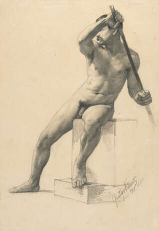 Gustav Klimt. Seated male nude with staff - photo 1