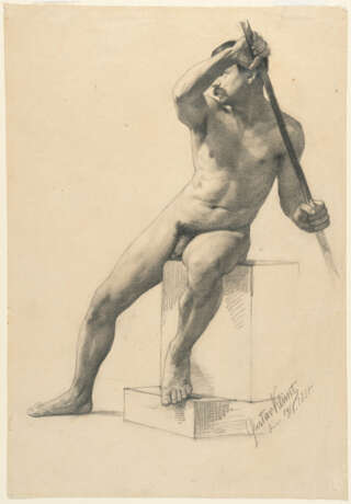 Gustav Klimt. Seated male nude with staff - photo 2