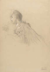 Gustav Klimt. Mädchenstudie im Profil nach links