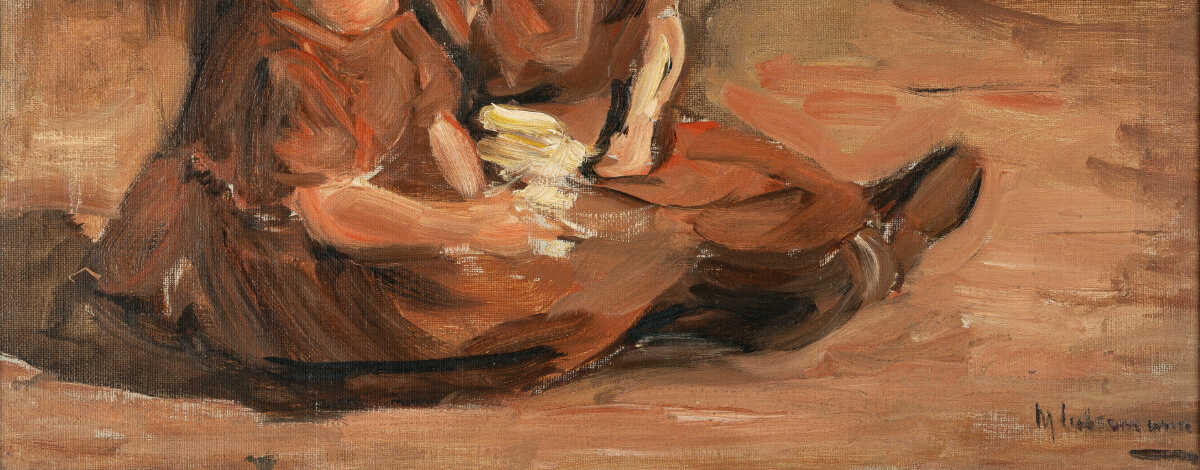 Max Liebermann. Children playing in a barn