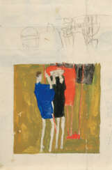 Egon Schiele. Recto: Zwei Männer – Verso: Kleine Figurenskizzen