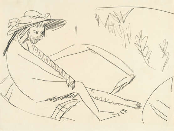 Ernst Ludwig Kirchner. Sitting Fränzi with hat at Moritzburgersee - photo 1