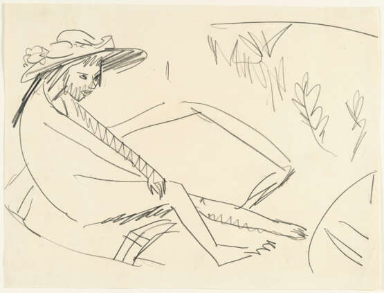 Ernst Ludwig Kirchner. Sitting Fränzi with hat at Moritzburgersee - photo 2