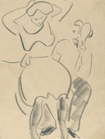 Ernst Ludwig Kirchner. Recto: Woman combing her hair and man with hand mirror - Verso: Sitting dodo on an African stool - photo 1