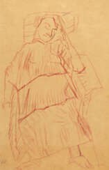 Oskar Kokoschka. Naples, Alma Mahler in a deckchair