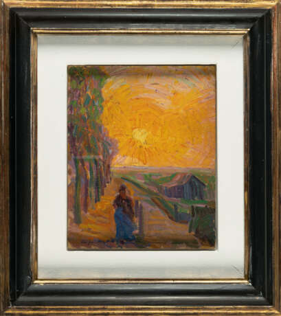 Karl Peter Röhl. Landschaft mit Sonnenuntergang und Figur - Foto 3