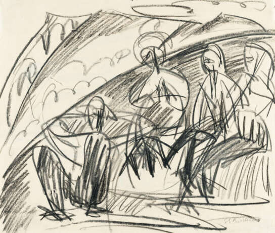 Ernst Ludwig Kirchner. Recto: Group of peasants - Verso: Fehmarnakte - photo 1