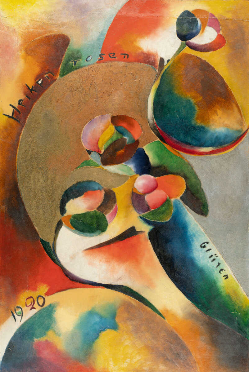 Curt Ehrhardt. „Heckenrosenbild“ (Hedge rose painting)