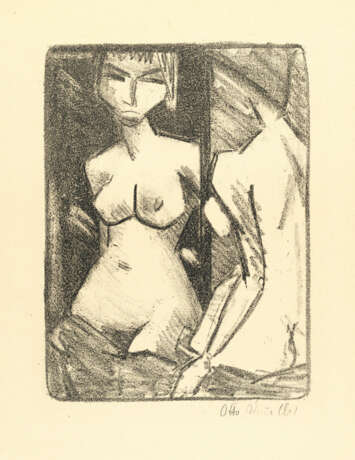 Otto Mueller. Nude girl in front of a mirror (semi-nude) - фото 1