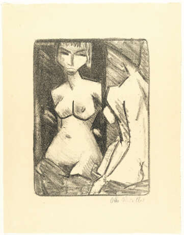 Otto Mueller. Nude girl in front of a mirror (semi-nude) - фото 2