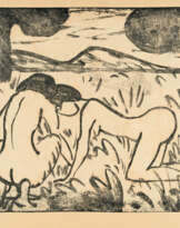 Otto Mueller. Hockendes und kniendes Mädchen (Zwei Akte, kniend)