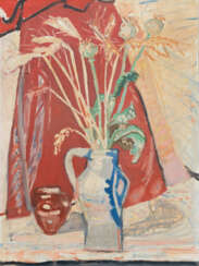 Max Gubler. Still life with ears of corn and poppy capsules in a jug