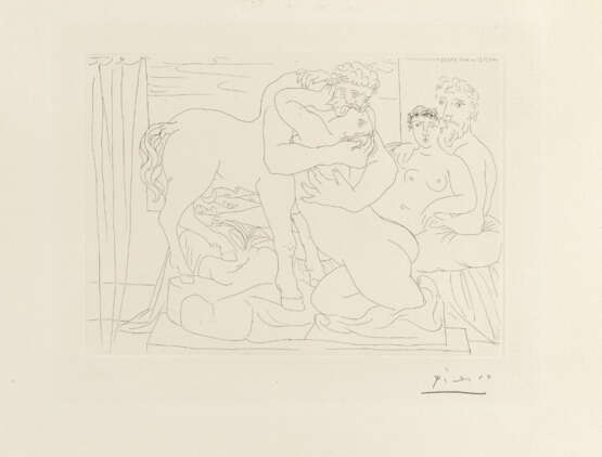Pablo Picasso. Sculpteur et son modèle avec un groupe sculpté représentant un centaure embrassant une femme - фото 1 Pablo Picasso. Sculpteur et son modèle avec un groupe sculpté représentant un centaure embrassant une femme - фото 1