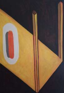 Red sausage on inverted table