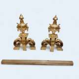 19th Century Andirons in Gilt Bronze Signed by Ferdinand Barbedienne Bronze Napoleon III 19th century - Foto 3