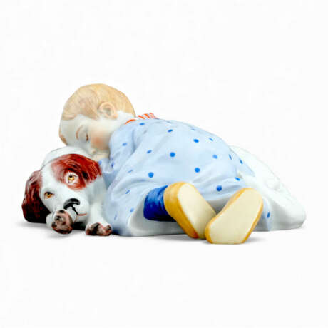 Meissen Hentschel child sleeping with dog - photo 11