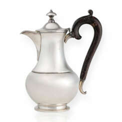 Silver mocha pot with wooden handle
