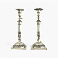 Silver pair of Baltic candlesticks