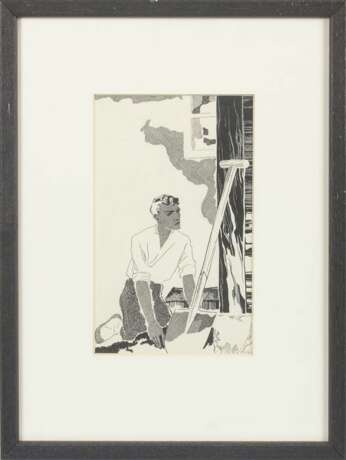 2 картины Мужчина с лопатой и В горах (2 шт) Mid-20th century г. - фото 1