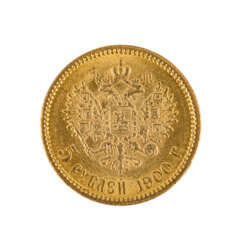 Russland/GOLD - 5 Rubel 1900 r,
