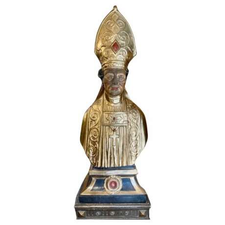 Late 17th Century Reliquary Bust of a Bishop in Gilded Wood Lacquered wood 17th century - photo 1 Late 17th Century Reliquary Bust of a Bishop in Gilded Wood Lacquered wood 17th century - photo 1