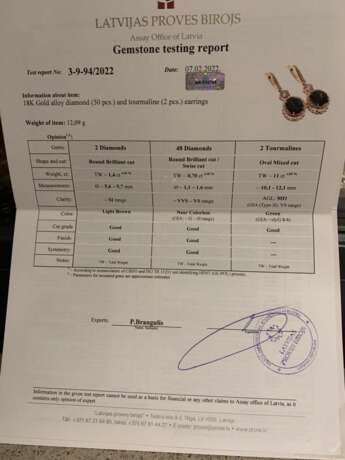 Gold earrings with diamonds and tourmalines Gold Other style 21th century - photo 10