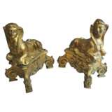Pair of 19th Century Gilt Bronze Fire Dogs in the Ancient Egyptian Style Bronce 19th century - photo 1