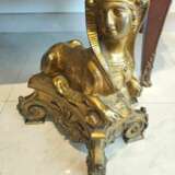 Pair of 19th Century Gilt Bronze Fire Dogs in the Ancient Egyptian Style Bronce 19th century - photo 11