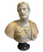 Overview. Bust of Marcus Aurelus in Marble in marble and onyx, 20th century