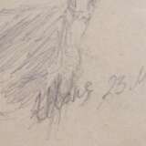 Esquisse pour le portrait de Meija Amiragova Black pencil watercolor Early 20th century - photo 3