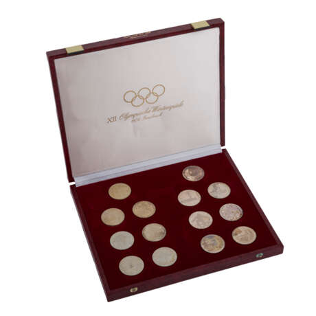 Olympiamünzen Österreich mit 14 x 100 Schilling 1976 - Foto 1