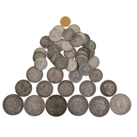 Konvolut aus Silbermünzen, dazu etwas Gold – - Foto 1