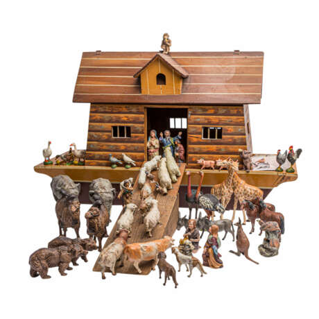 ARCHE NOAH mit zahlreichen ELASTOLIN-Figuren, 20. Jahrhundert - photo 1