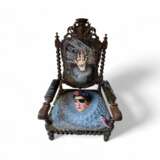 Unique and Large Carved Oak Armchair in Modern Fabric in the Style of Louis XIII Oak and fabric Louis XIII - Renaissance 19th century - photo 7