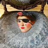 Unique and Large Carved Oak Armchair in Modern Fabric in the Style of Louis XIII Oak and fabric Louis XIII - Renaissance 19th century - photo 13