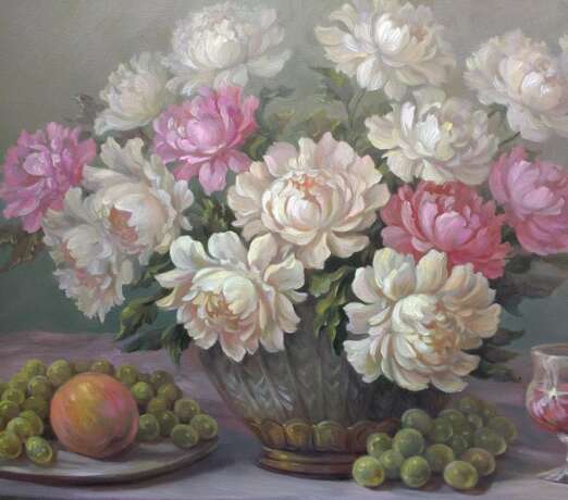 Пионы и фрукты. Leinwand auf dem Hilfsrahmen Öl классическая современная живопись Blumen- und Fruchtstillleben Ukraine 2020 - Foto 2
