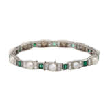 Art Déco Armband mit Mabézuchtperlen, Smaragden und Diamantcarrees - photo 2