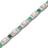 Art Déco Armband mit Mabézuchtperlen, Smaragden und Diamantcarrees - фото 4