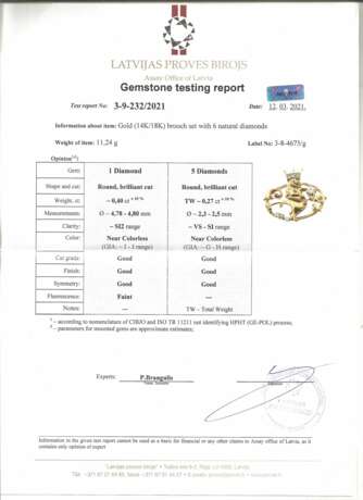 Золотая брошь с 6 натуральными бриллиантами Золото Other style At the turn of 19th -20th century г. - фото 2 Золотая брошь с 6 натуральными бриллиантами Золото Other style At the turn of 19th -20th century г. - фото 2