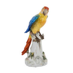 MEISSEN Tierfigur "Papagei auf Stamm", 1860-1924.
